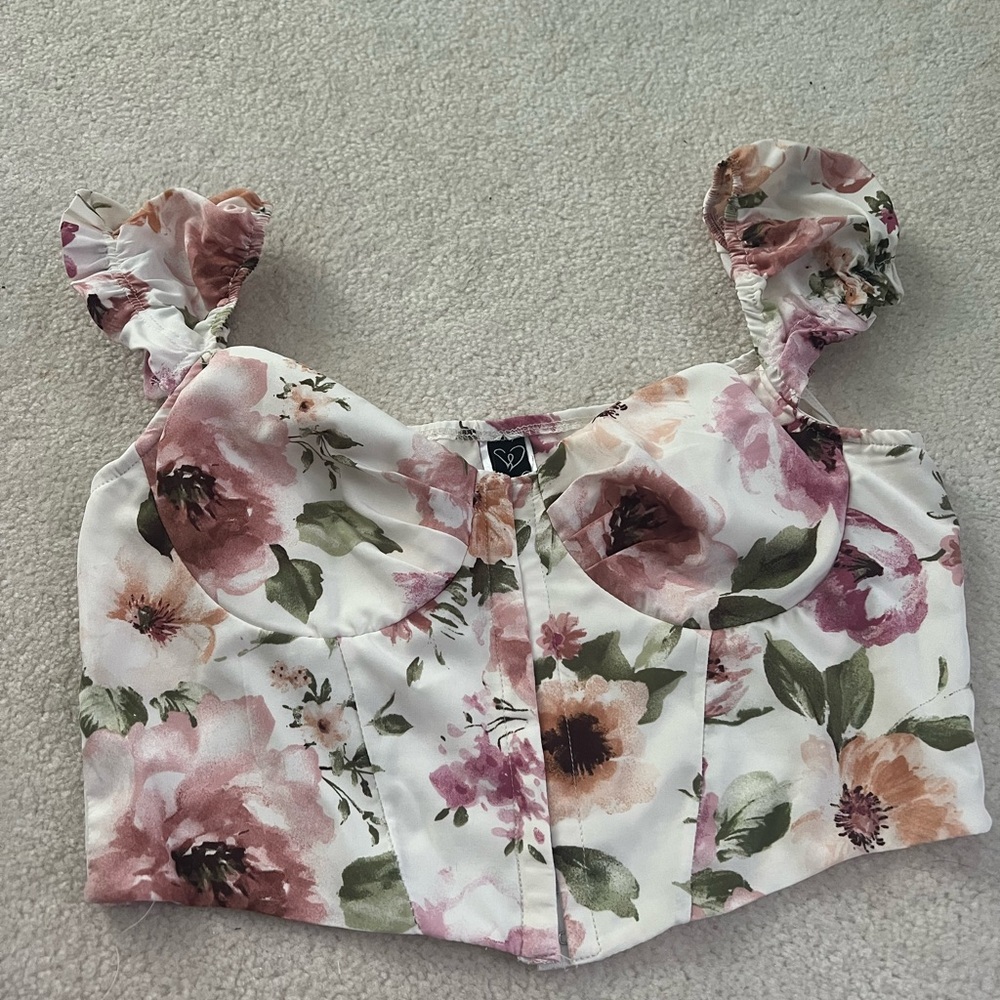 Windsor White Cream Ruffled Bustier Blouse